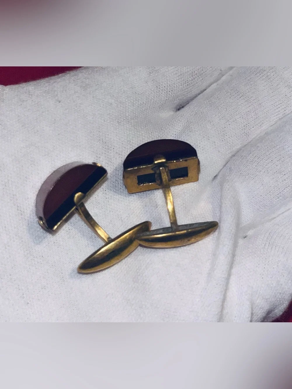 Vintage Men's Cufflinks With Amber, gold plated